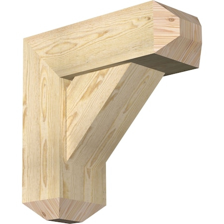 Traditional Craftsman Rough Sawn Bracket W/ Offset Brace, Douglas Fir, 8W X 22D X 22H